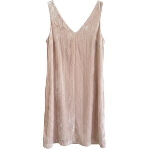LOFT Womens Pink Crushed Velvet V-Neck Sleeveless Shift Dress Size 8 Cocktail